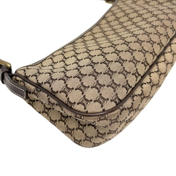 CELINE Vintage Macadam Monogram Shoulder Mini Bag Pochette Brown Canvas [106232] - Picture 7 of 13